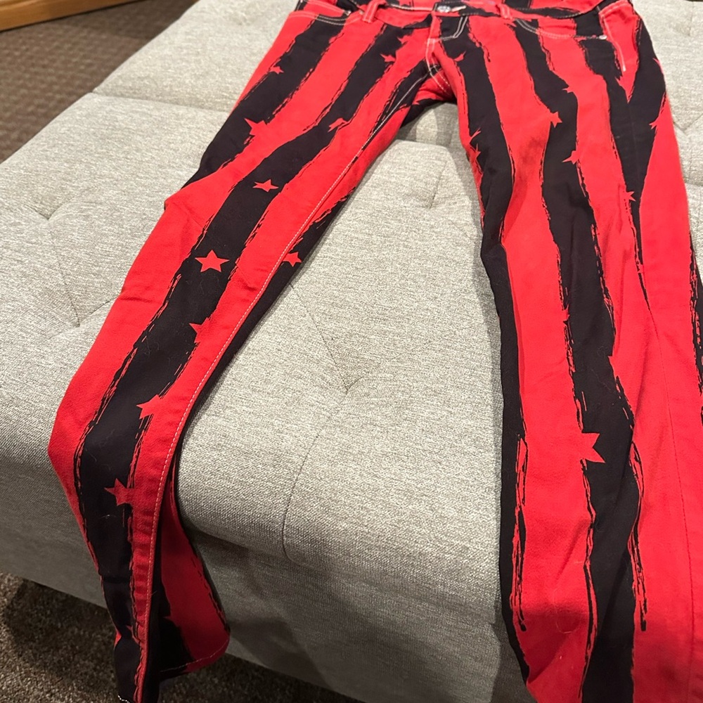 L'Amour Red and Black Patterned Pants